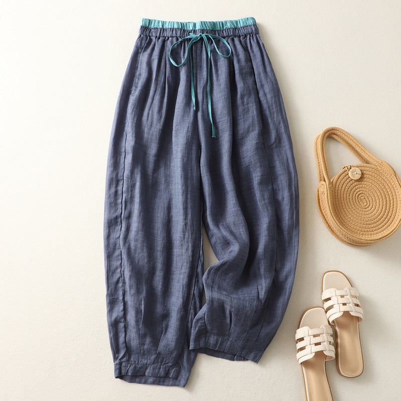 Women's Retro Artistic Loose Slimming Ramie Harem Pants