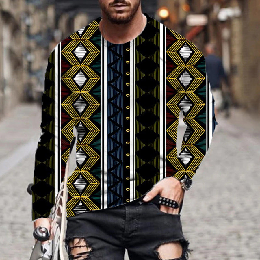 New 3D Digital Printing Color Irregular Geometric Pullover Sweater