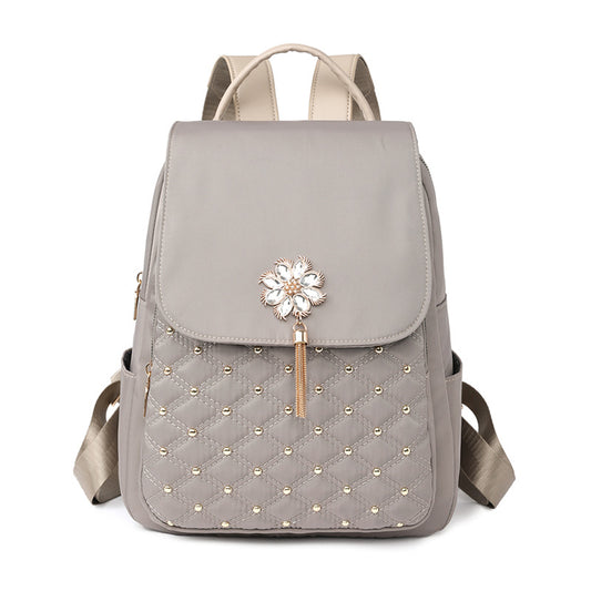 Korean Style Women's Nylon Backpack Fashion Embroidery Thread