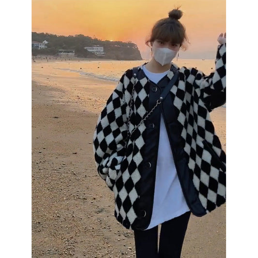 Women's Autumn And Winter Lamb Wool Coat Fleece Thick Padded Coat