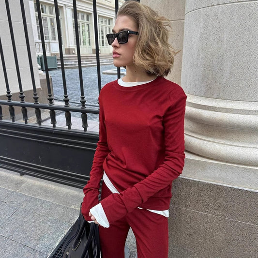 Thin Long-sleeve Suit Women's Inner Wear Bandage Dress Slim Fit Versatile Top