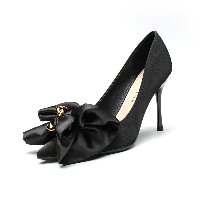 Autumn And Winter Stiletto All-match Shallow Mouth Ladies Shoes Women's Black