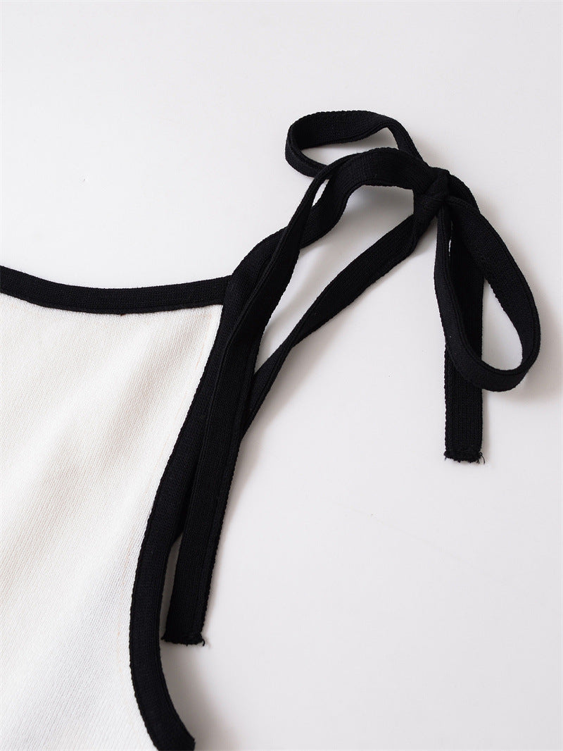 Female Fashion Color Contrast Bowknot Dress