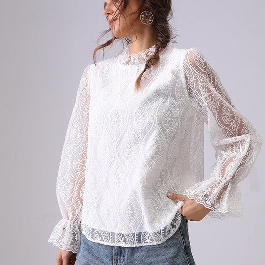 Hollow Embroidered Hollowed Fashion Shirt For Women