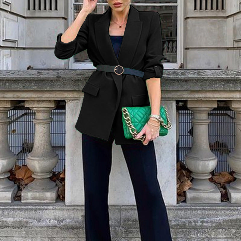 Kadın Düz Renk Temperament Uzun Kollu Blazer