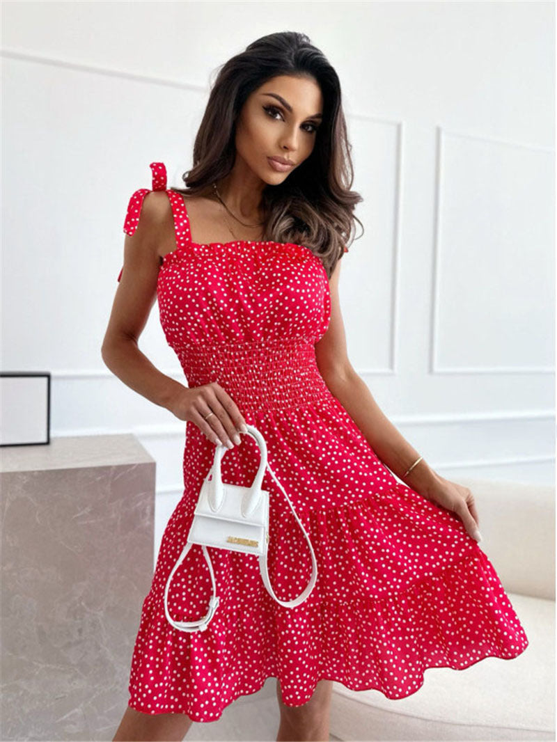 Slim Dress With Wave Dots And Waist