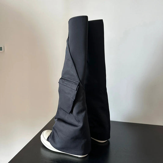 Internet Hot Canvas Pocket Pants Boots Genuine Leather