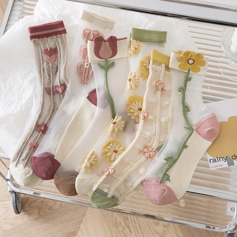 Medium Tube Socks With Transparent Tulip