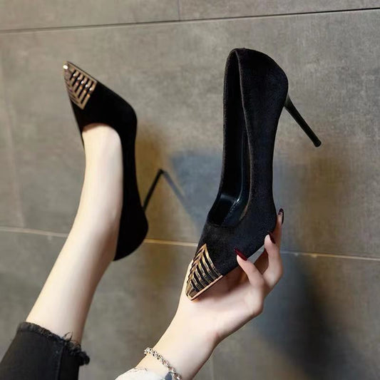 Women's Stiletto New Versatile Metal Pointed Toe High Heels