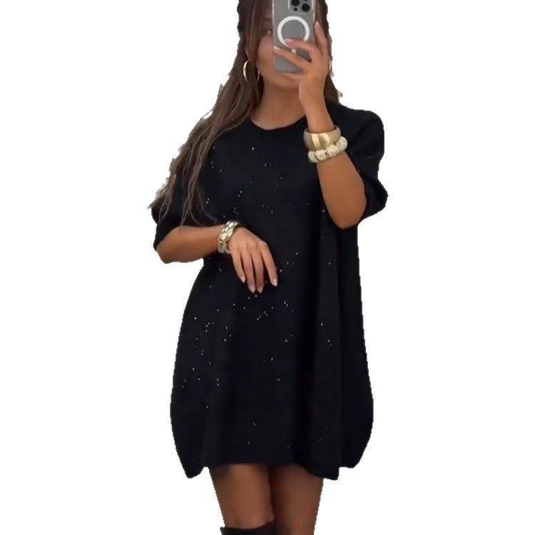 Long Short Sleeved T-shirt Round Neck Dress