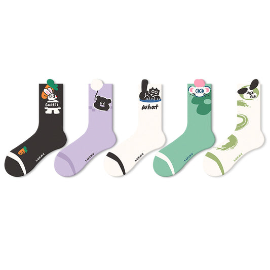 Women's Cute Thin Mid Length Socks