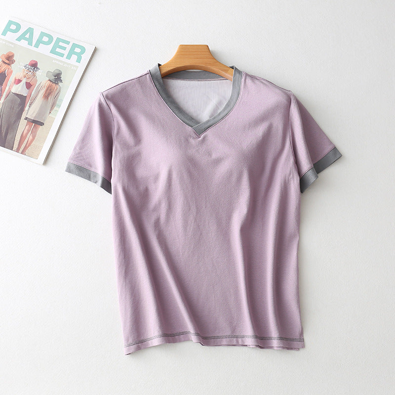 Women's Short Sleeve Top With Chest Pad