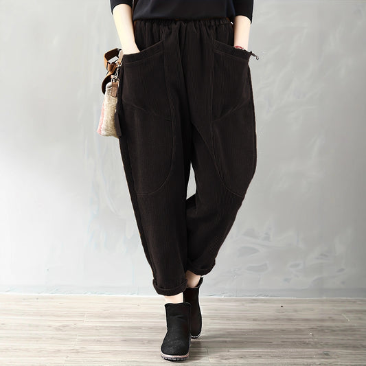 Autumn And Winter Elastic Waist Large Size Fashion Corduroy Loose Pants