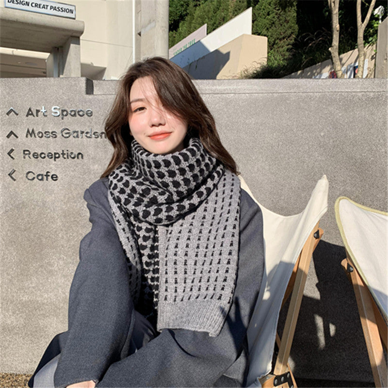Korean Style Knitted Women's Handmade Mini Heart Scarf