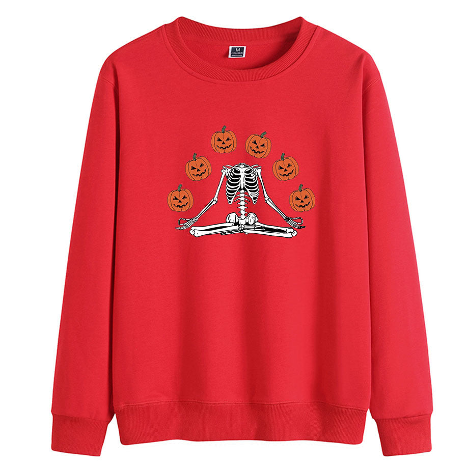 Kvinders Wansheng græskar kranie printet sweatshirt med rund hals