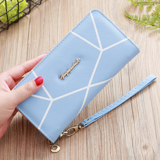 New Solid Cross Pattern Long Women's Wallet