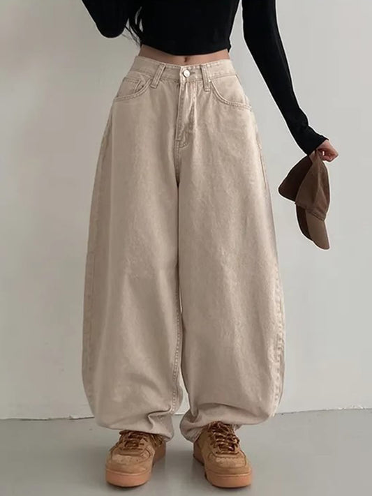 Love Pocket Design Jeans Women's High Waist Wide Leg Pants