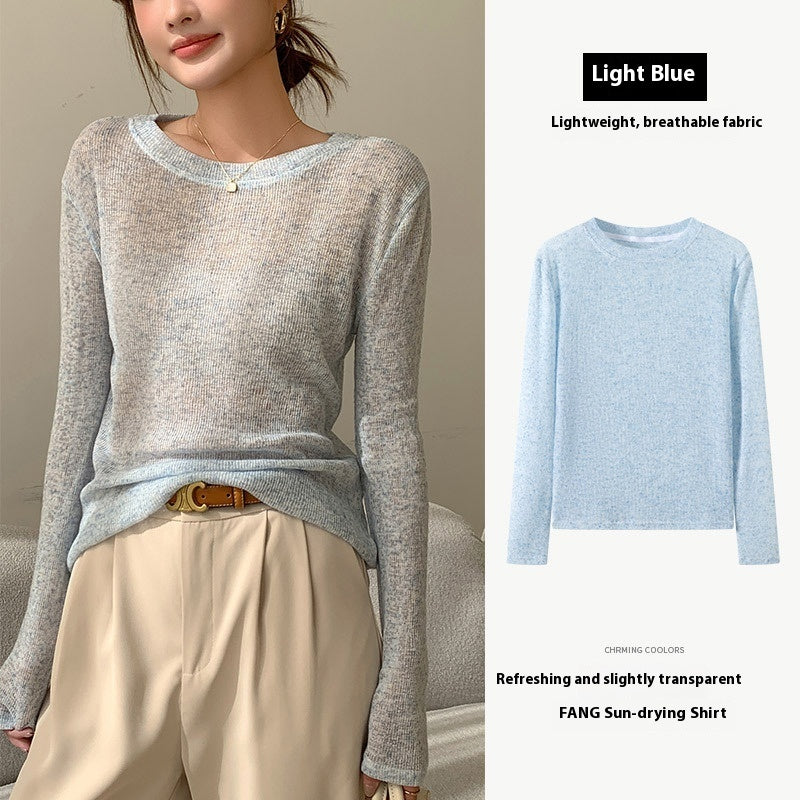 Soft Glutinous Sweater Hollow Sweater Round Neck Loose Top