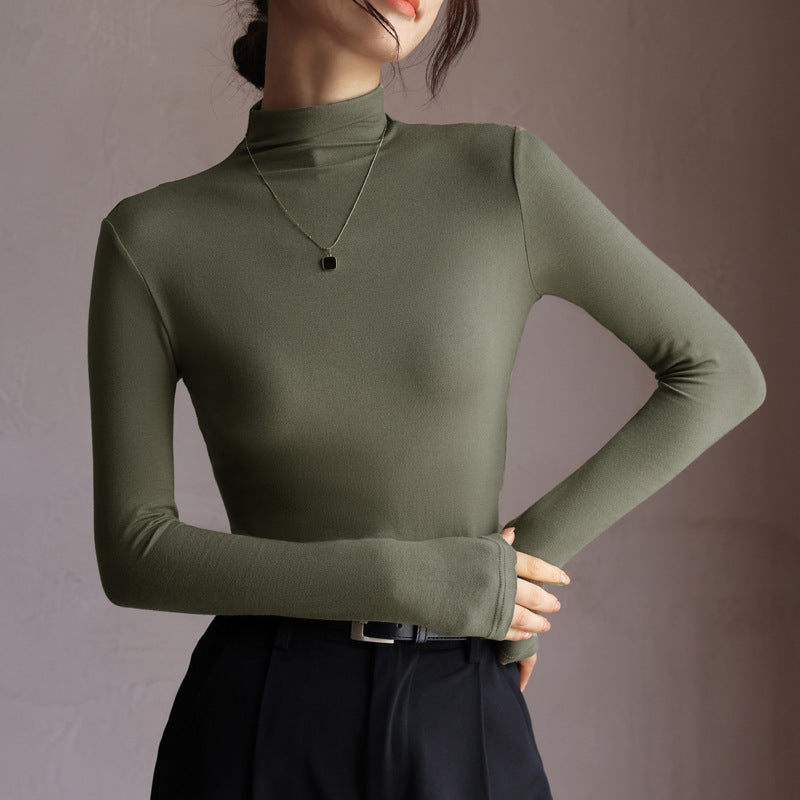 Dame Semi-rullekrave Langærmet T-shirt