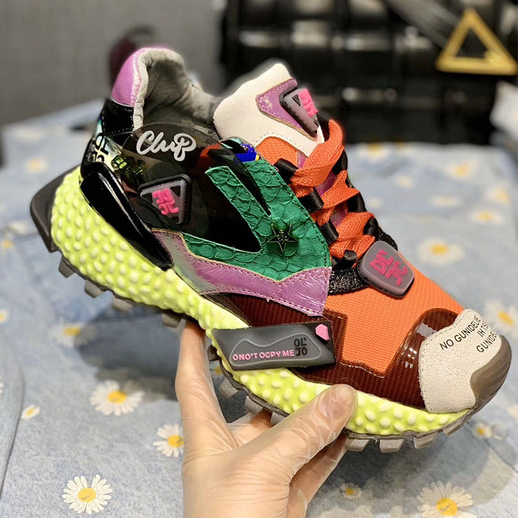 European Station Color Matching Heavy Industry Color Daddy Shoes Women's Leisure Sports