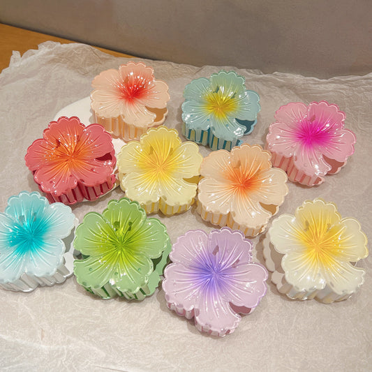 Gradient Color Curly Heart Flower Barrettes Large Headdress