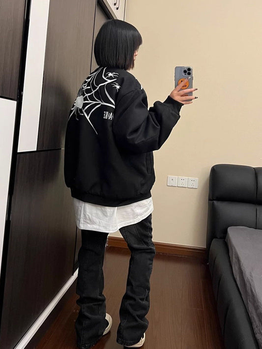 American Spider Web Embroidered Jacket Baseball Uniform