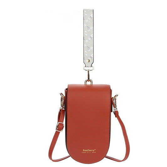 Lady's Solid Color Crossbody Phone Bag