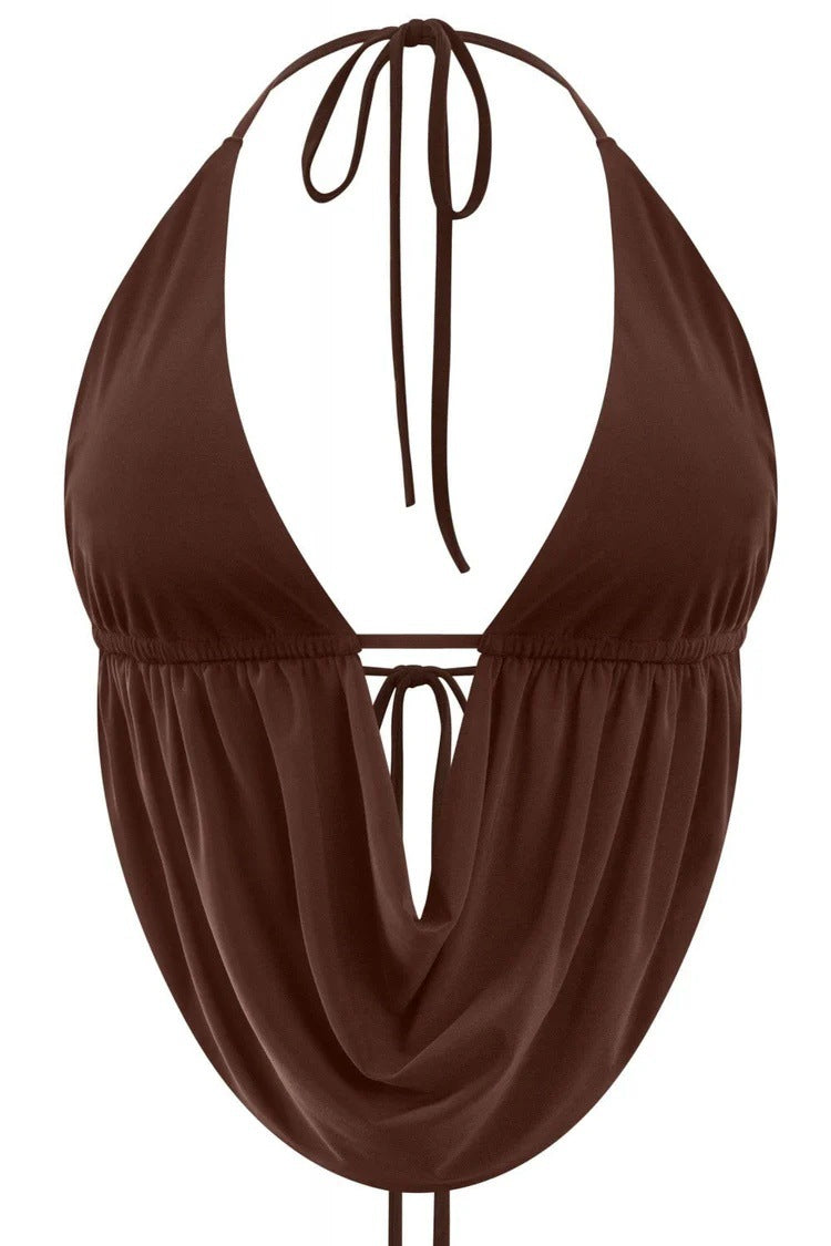Women's Lace-up Vest Halter-style Backless Top