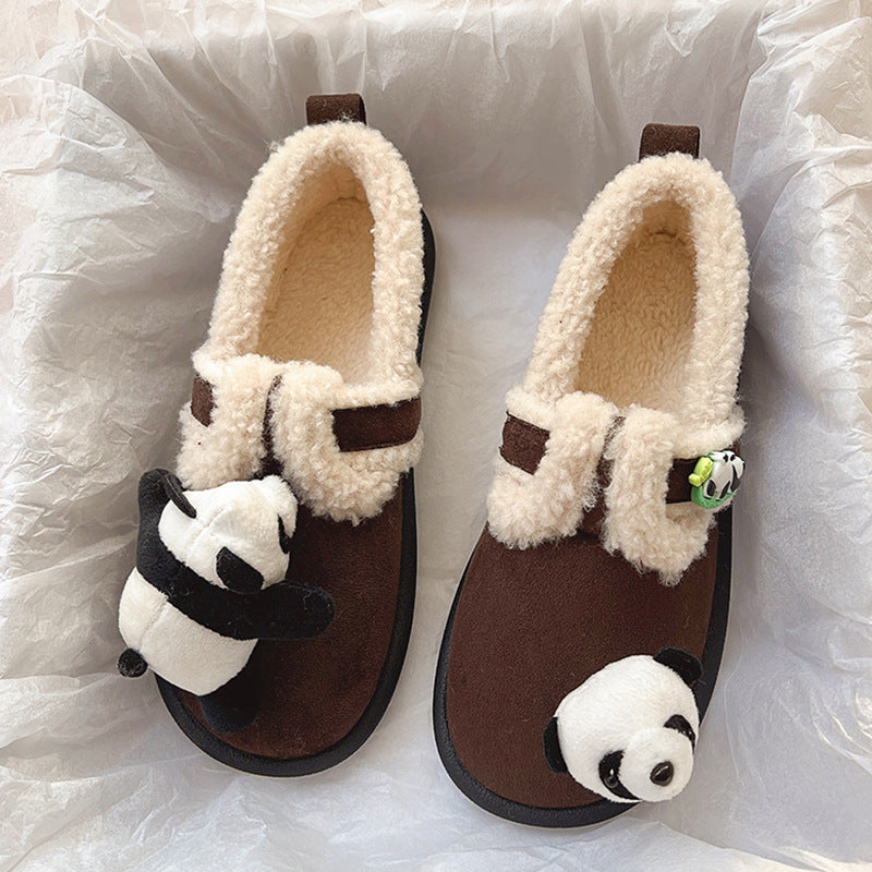 Cute Lamb Fleece-lined Thickened Cartoon Panda Cotton Shoes