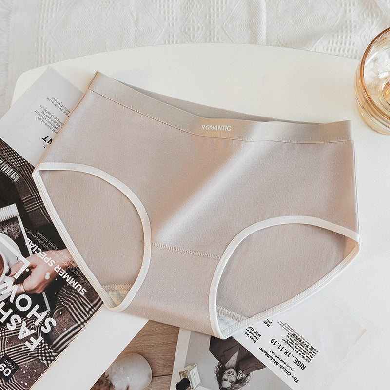 Antibacterial Mid-waist Pure Cotton Simple Women's Briefs