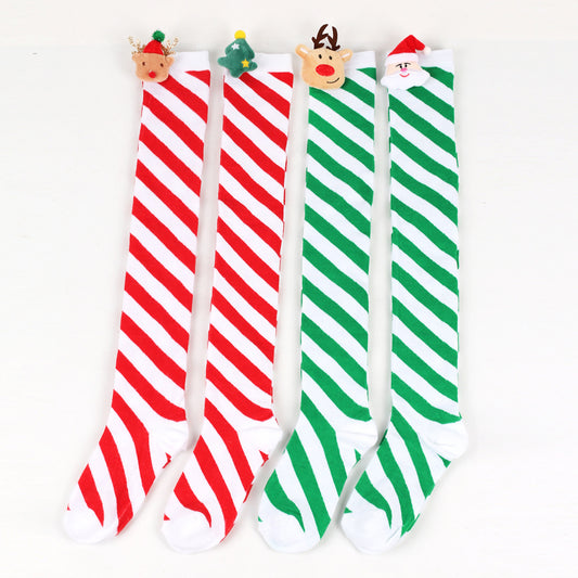 Bow Christmas Stockings Over The Knee Decorative High Tube