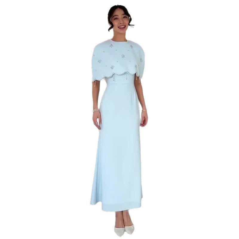 Womens Fashionable V-neck Diamond-Embellished Slim-fit Dress