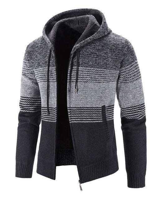 Hættetrøje i tyk fleece-cardigan