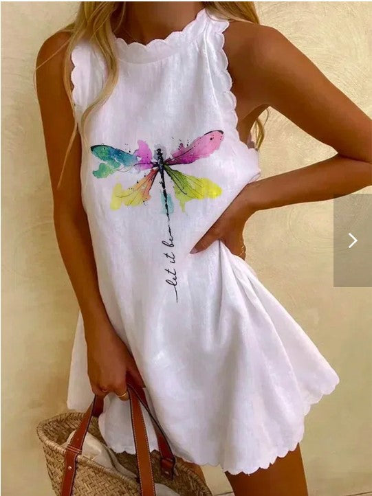 Casual Printed Ruffled Women's Dress