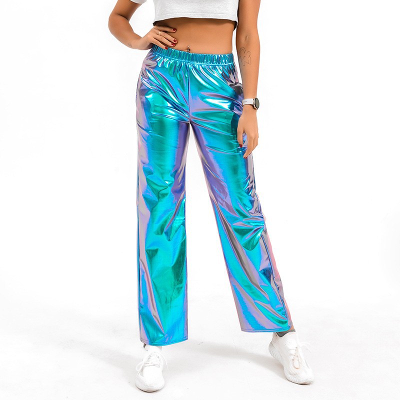 Sports Stretch Fashion PU Bright Leather Casual Pants