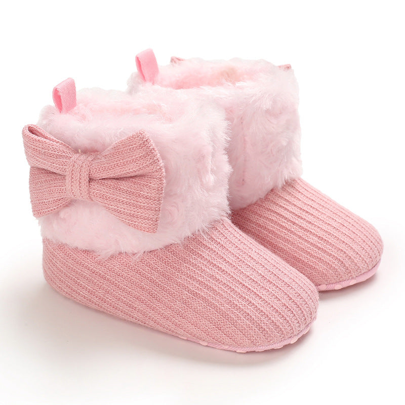 Years Old Men And Women Baby Snow Boots Bow Knitted Babies' Shoes