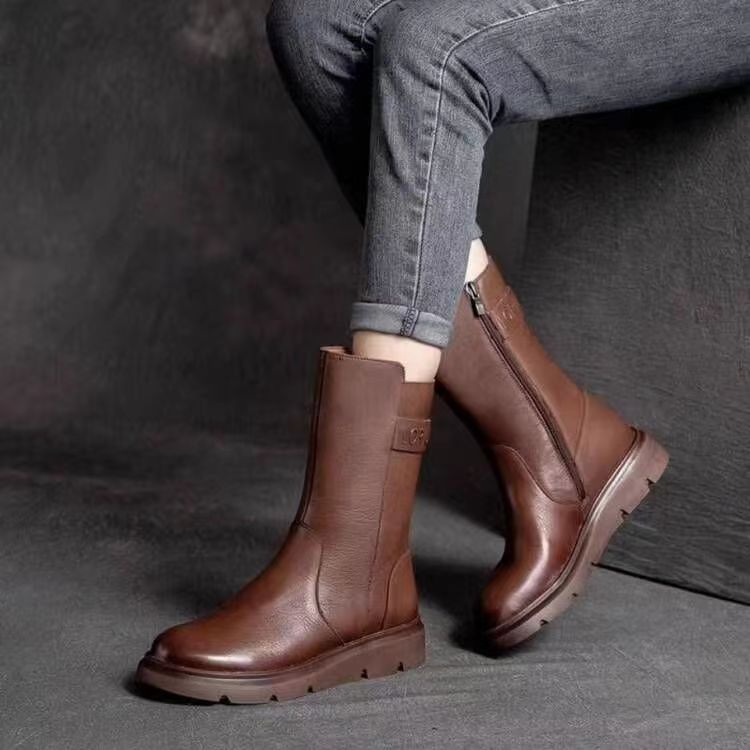 Retro Knight Western Middle Boots Soft Bottom British Style