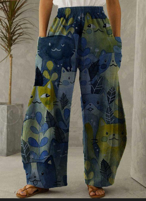 Printed 3D Trendy Irregular Wide-leg Pants
