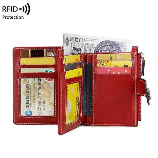 RFID Anti-theft Swiping Women's Wallet Multiple Card Slots Buckle Wallet