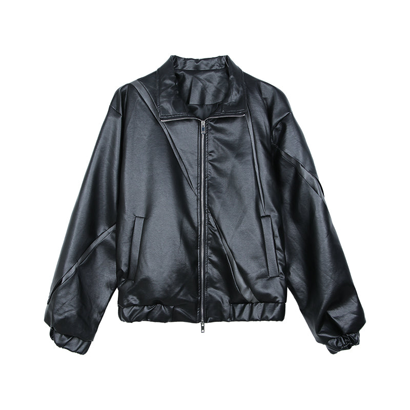 Niche Split Deconstruction Design Contrast Color Stand Collar Jacket