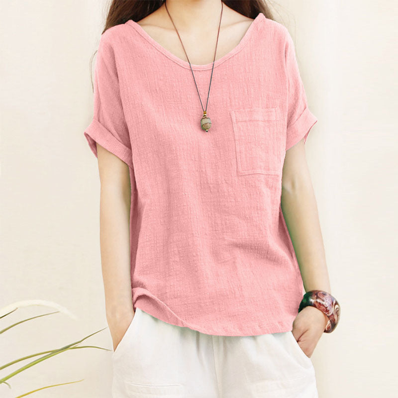 Casual Literary Style Korean Version Short Sleeve