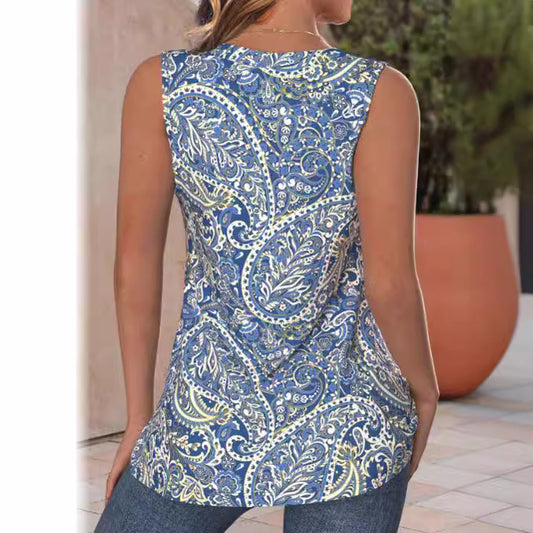 V-collar Contrast Color Customized Printed Sleeveless Casual Vest