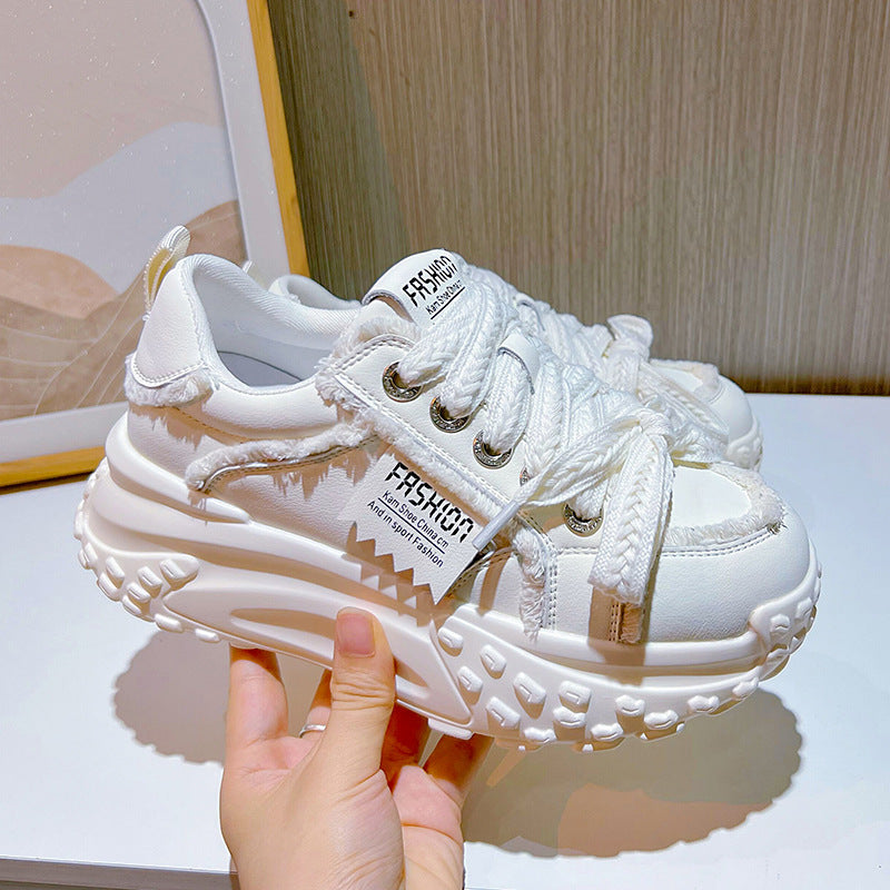 Genuine Leather Women's Platform Heightened Sneakers Women's