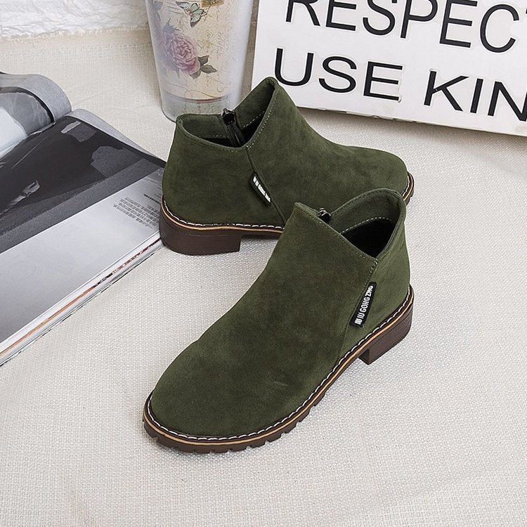 New Frosted Rough Heel Nude Boots