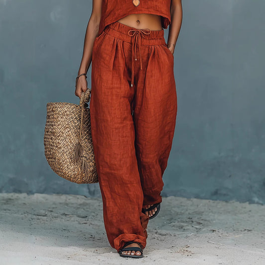 Women's Sleeveless Tank Top And Wide-Leg Pants Set