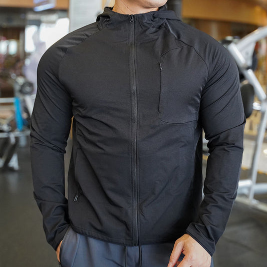 Fitness Træning Slank Pasform Løbe Hættetrøje Udendørs Sportsjakke Mænd