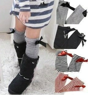 Girls' Pure Cotton Mid Tube Bow Princess Socks