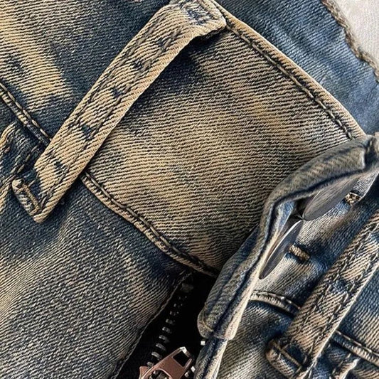 Retro American-Style High-Waisted Denim Hot Shorts For Women