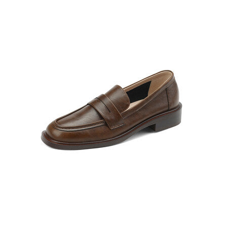 British-style Vintage Women's Heeled Leather Shoes