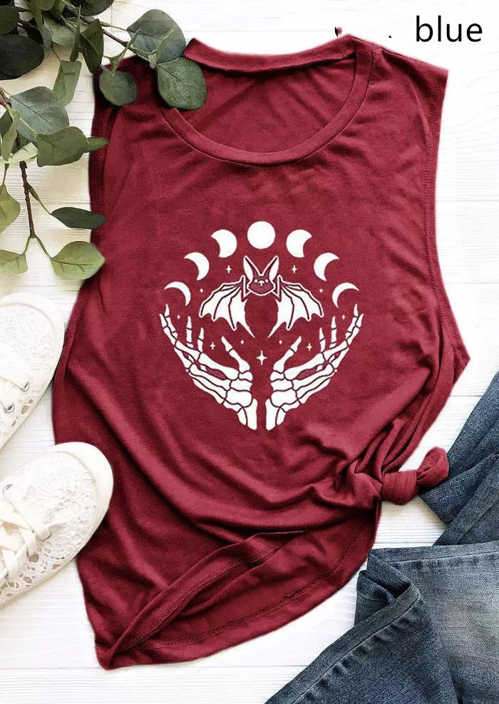 Sun And Moon Skull Hand New Sleeveless T-Shirt Vest